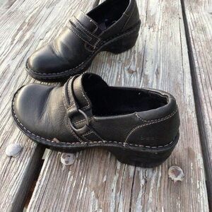 Cabelas Sandhills Collection Womens 11 Med Clogs Nurse Shoes Leather Black Wedge